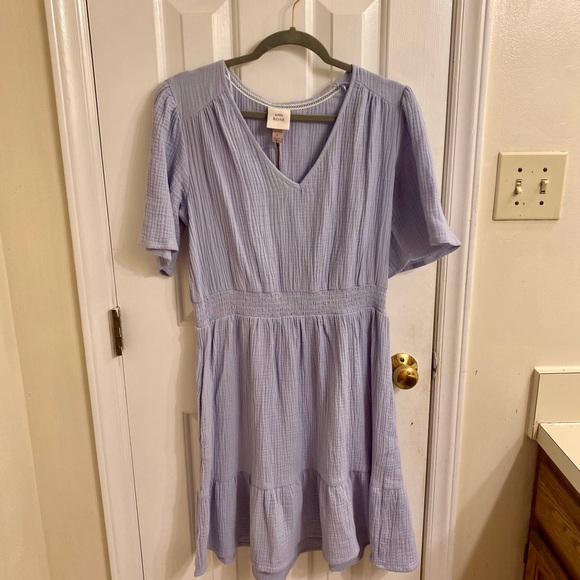 KNOX ROSE V-NECK GAUZE MUSLIN DRESS SIZE SMALL WITH POCKETS BABY POWDER BLUE NWT - Picture 14 of 16